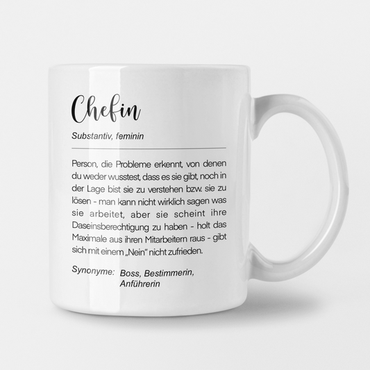 Tasse - Definition "Chefin lustig"